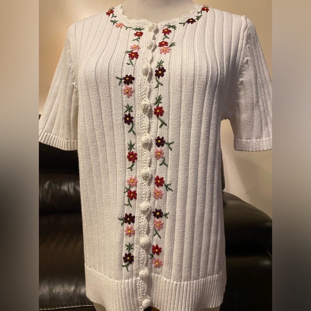 La Maille Sezane Knit Sweater Cardigan 3/4 Sleeve | Size Large